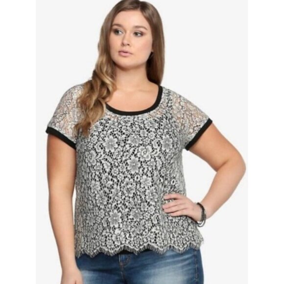 torrid Tops - Torrid Size 0 Lace Sheer Blouse